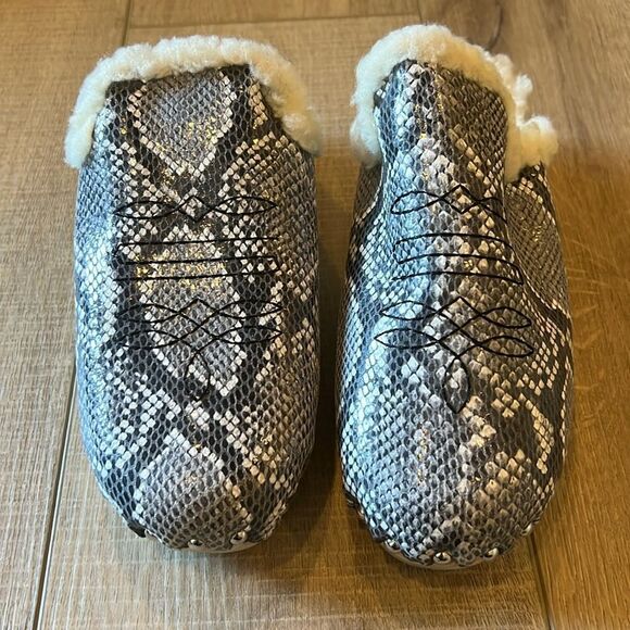 Anthropologie Pilcro Luxe Shearling-Lined Clogs Python Snakeskin Leather US 8 - Picture 3 of 9